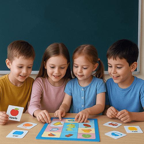 Дети играют в обучающие игры на английском