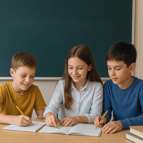 Групповое занятие английским для школьников